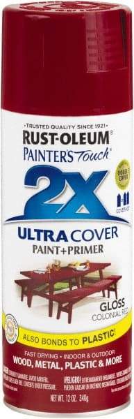 Rust-Oleum - Colonial Red, Gloss, Enamel Spray Paint - 8 to 12 Sq Ft per Can, 12 oz Container - Caliber Tooling