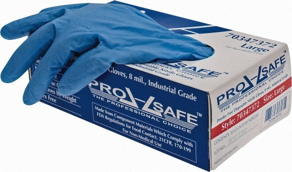 PRO-SAFE - 50 Piece Pack, Size L, 8 mil, Industrial Grade, Powder Free Nitrile Disposable Gloves - Exact Industrial Supply