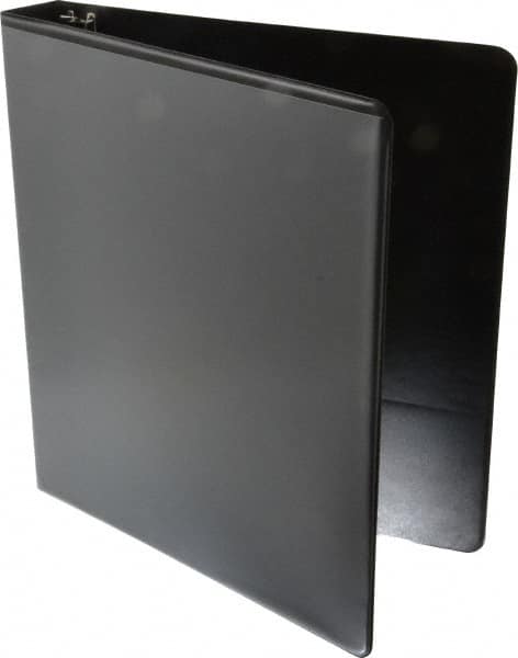 UNIVERSAL - 1" Sheet Capacity, 8-1/2 x 11", Deluxe Round Ring View Binder - Suede Grain Vinyl, Black - Caliber Tooling