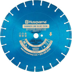 Husqvarna - 20" Diam, 1" Arbor Hole Diam, Continuous Edge Tooth Wet & Dry Cut Saw Blade - Diamond-Tipped, General Purpose Action, Standard Round Arbor - Caliber Tooling