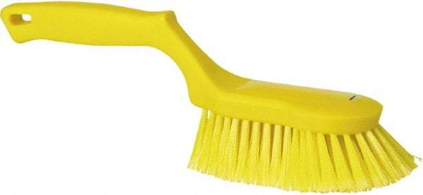 Vikan - 2" Bristle Length, Polyester Wash Brush - 5-13/16" Long x 5" Wide Head, 13-1/2" OAL, Yellow, Polypropylene Block - Caliber Tooling