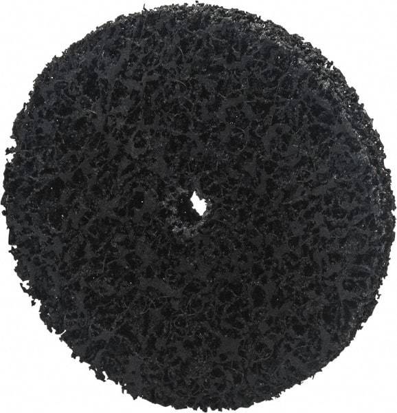 Norton - 4" Extra Coarse Grade Silicon Carbide Deburring Disc - 5/8" Center Hole, Arbor Connection, Black, 8,000 Max RPM - Caliber Tooling