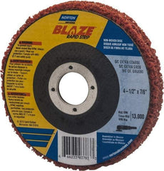 Norton - 7" Extra Coarse Grade Aluminum Oxide/Ceramic Deburring Disc - 7/8" Center Hole, Arbor Connection, Orange, 7,000 Max RPM - Caliber Tooling