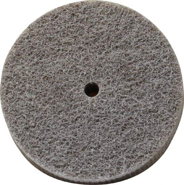 Norton - 3" Diam, 3/4" Face Width, 1/4" Center Hole, Fine Grade, Aluminum Oxide Deburring Wheel - Unitized, Medium Density 4 Grade, 8,000 RPM - Caliber Tooling