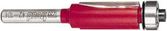 Freud - 1/2" Cut Diam, 1" Length of Cut, 7 Flute Flush Trim Edge Profile Router Bit - Carbide-Tipped, 1/4" Shank Diam, 2-13/16" OAL, Proprietary Coating - Caliber Tooling