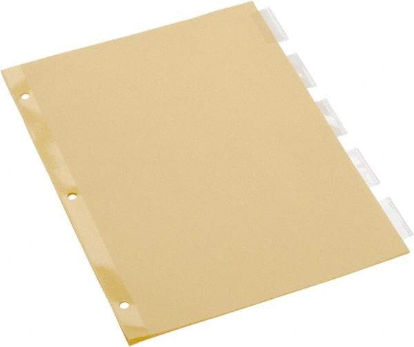 UNIVERSAL - 8-1/2 x 11" 5 Tabs, Single Sided Clear Mylar Reinforced Binding Edge, Insertable Tab Economy Indexes - Clear Tabs, Buff Folder - Caliber Tooling