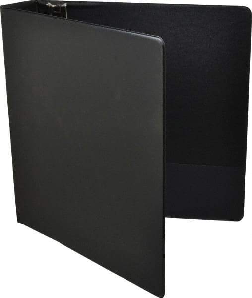 UNIVERSAL - 2" Sheet Capacity, 8-1/2 x 11", Round Ring Binder Without Label Holder - Suede Finish Vinyl Cover, Black - Caliber Tooling