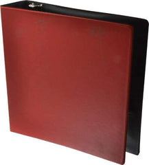 UNIVERSAL - 2" Sheet Capacity, 8-1/2 x 11", Round Ring Binder Without Label Holder - Suede Finish Vinyl Cover, Red - Caliber Tooling