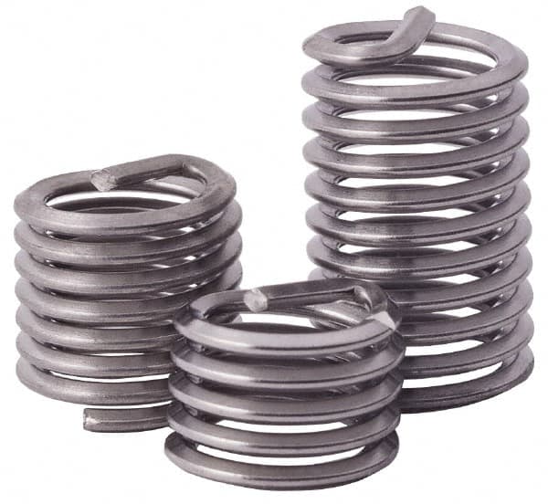 Heli-Coil - Single Insert, 7/16-14 UNC, 1-1/2D, Stainless Steel Screw Locking Insert - 7-3/8 Free Coils, 0.656 Inch Overall Length, with Tang, Bright Finish - Exact Industrial Supply