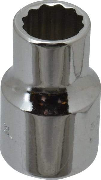 Proto - 3/8" Drive, Standard Hand Socket - 12 Points, 1-3/32" OAL, Chrome Finish - Caliber Tooling