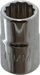 Proto - 3/8" Drive, Standard Hand Socket - 12 Points, 1-3/32" OAL, Chrome Finish - Caliber Tooling