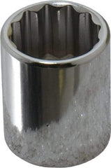 Proto - 3/8" Drive, Standard Hand Socket - 12 Points, 1-1/8" OAL, Chrome Finish - Caliber Tooling