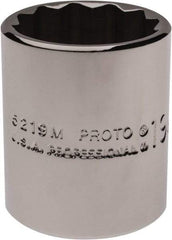 Proto - 3/8" Drive, Standard Hand Socket - 12 Points, 1-3/16" OAL, Chrome Finish - Caliber Tooling