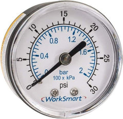 Value Collection - 2" Dial, 1/4 Thread, 0-30 Scale Range, Pressure Gauge - Center Back Connection Mount, Accurate to 3-2-3% of Scale - Caliber Tooling