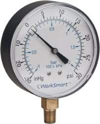 Value Collection - 2" Dial, 1/4 Thread, 0-200 Scale Range, Pressure Gauge - Lower Connection Mount, Accurate to 3-2-3% of Scale - Caliber Tooling