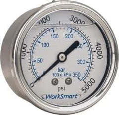 Value Collection - 2-1/2" Dial, 1/4 Thread, 0-1,000 Scale Range, Pressure Gauge - Center Back Connection Mount, Accurate to 3-2-3% of Scale - Caliber Tooling