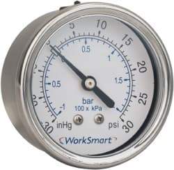 Value Collection - 2-1/2" Dial, 1/4 Thread, 0-300 Scale Range, Pressure Gauge - Center Back Connection Mount, Accurate to 3-2-3% of Scale - Caliber Tooling