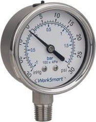 Value Collection - 2-1/2" Dial, 1/4 Thread, 0-60 Scale Range, Pressure Gauge - Lower Connection Mount, Accurate to 3-2-3% of Scale - Caliber Tooling