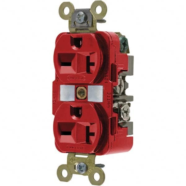 Hubbell Wiring Device-Kellems - 250V 20A NEMA 6-20R Industrial Grade Red Straight Blade Duplex Receptacle - Caliber Tooling