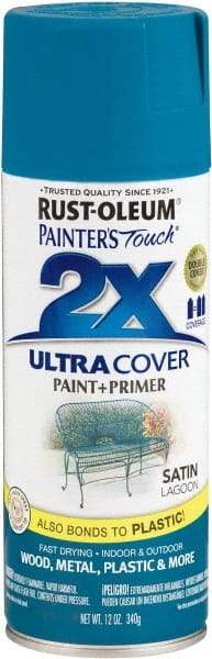 Rust-Oleum - Lagoon (Color), Satin, Enamel Spray Paint - 8 Sq Ft per Can, 12 oz Container, Use on Multipurpose - Caliber Tooling