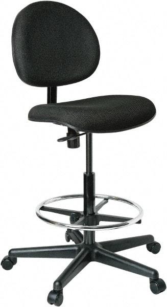 Bevco - 21 to 31" High Adjustable Height Swivel Stool - 27" Wide x 27" Deep, 100% Olefin Seat, Black - Caliber Tooling