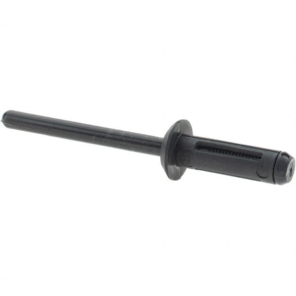 Value Collection - Large Flange Head Nylon Open End Blind Rivet - 5/32" to 1/4" Grip, 11/32" Head Diam, 21/32" Length Under Head, - Caliber Tooling