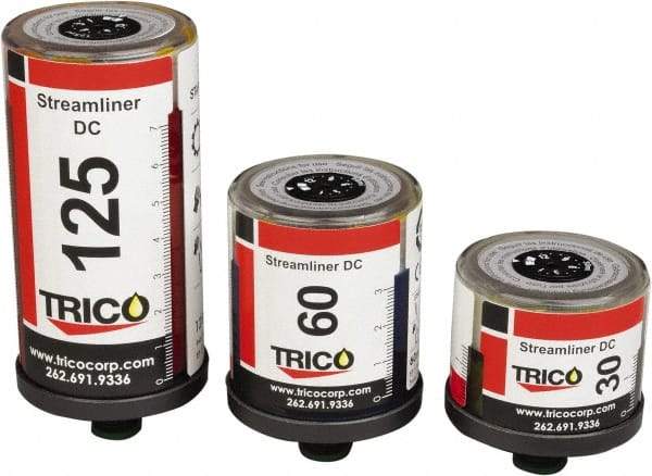 Trico - 1.01 Ounce Reservoir Capacity, 1/4 NPT Thread, Plastic, Electrochemical, Grease Cup and Lubricator - -20 to 55°C Operating Temp, 5 Bar Operating Pressure, 2.25" High x 2.05" Diam - Caliber Tooling