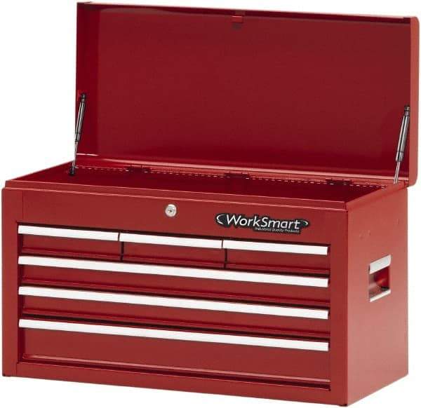 Value Collection - 6 Drawer Intermediate Tool Chest - 26" Wide x 12" Deep x 15-1/4" High, Steel, Red - Caliber Tooling