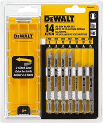 DeWALT - 14 Piece, 3" to 5" Long, 6 to 32 Teeth per Inch, Bi-Metal Jig Saw Blade Set - Toothed Edge, T-Shank - Caliber Tooling