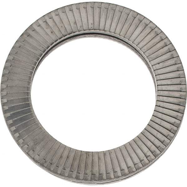 Made in USA - 1.1496" OD, Uncoated, Stainless Steel Wedge Lock Washer - Grade 316L, 0.7598 to 0.7756" ID - Caliber Tooling