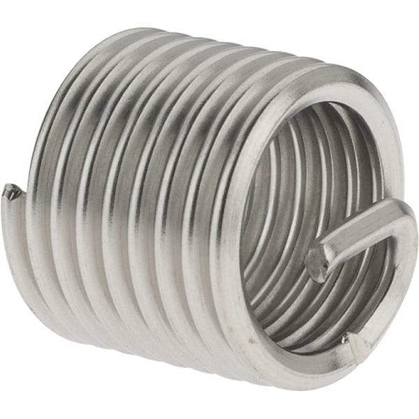 Value Collection - M12x1.75 Metric Coarse, 18mm OAL, Free Running Helical Insert - 8-1/4 Free Coils, Tanged, Stainless Steel, Bright Finish, 1-1/2D Insert Length - Exact Industrial Supply