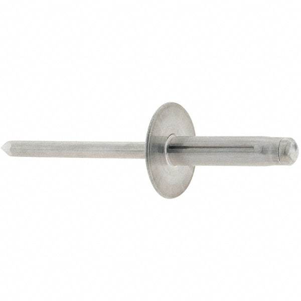 RivetKing - Large Flange Head Aluminum Peel Blind Rivet - Aluminum Mandrel, 0.063" to 1/4" Grip, 3/16" Body Diam - Caliber Tooling