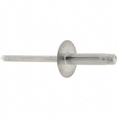 RivetKing - Large Flange Head Aluminum Peel Blind Rivet - Aluminum Mandrel, 0.063" to 1/4" Grip, 3/16" Body Diam - Caliber Tooling