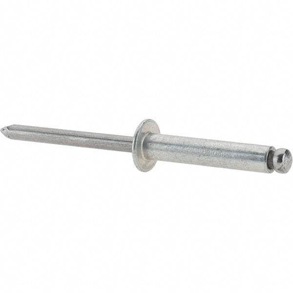 Value Collection - Size 612 Dome Head Steel Open End Blind Rivet - Steel Mandrel, 0.626" to 3/4" Grip, 3/8" Head Diam, 0.192" to 0.196" Hole Diam, 0.95" Length Under Head, 3/16" Body Diam - Caliber Tooling