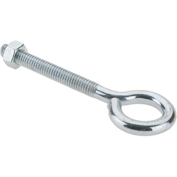 Made in USA - 5/16-18, Zinc-Plated Finish, Steel Wire Turned Eye Bolt - 2-1/4" Thread Length, 3/4" ID, 2-3/4" Shank Length - Caliber Tooling