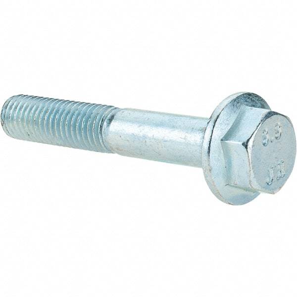 Value Collection - M10x1.50 Metric Coarse, 60mm Length Under Head, Hex Drive Flange Bolt - 26mm Thread Length, Grade 8.8 Steel, Smooth Flange, Zinc-Plated Finish - Caliber Tooling