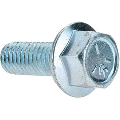 Value Collection - 3/8-16 UNC, 1" Length Under Head, Hex Drive Flange Bolt - 1" Thread Length, Grade 5 Steel, Serrated Flange, Zinc Yellow Dichromate Finish - Caliber Tooling