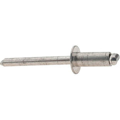 Value Collection - Size 86 Dome Head Stainless Steel Open End Blind Rivet - Stainless Steel Mandrel, 0.251" to 3/8" Grip, 1/2" Head Diam, 0.257" to 0.261" Hole Diam, 6250" Length Under Head, 1/4" Body Diam - Caliber Tooling