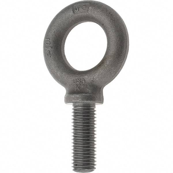 Value Collection - 5,000 Lb Capacity, Steel, 3/4-10 Thread, Fixed Lifting Eye Bolt - Fully Threaded, 2" Shank, 2" Thread Length, Shoulder - Caliber Tooling