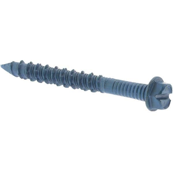 Value Collection - 1/4" Diam, 2-1/4" Length Under Head, Hex Drive, Concrete Screw & Masonry Fastener - Caliber Tooling