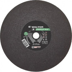 WALTER Surface Technologies - 14" 30 Grit Aluminum Oxide Cutoff Wheel - 3/32" Thick, 1" Arbor, 4,400 Max RPM, Use with Chop Saws - Caliber Tooling