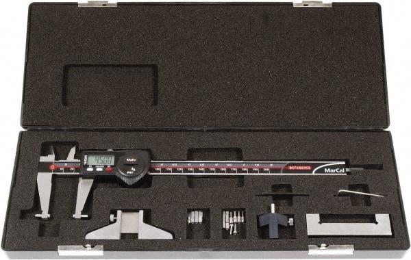 Mahr - 0 to 8" Outside Diameter Digital Caliper Set - 0.0005" Graduation, Hardened Stainless Steel - Caliber Tooling