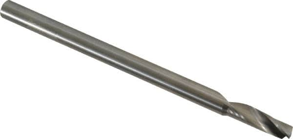 Accupro - 6mm Cutting Diam x 20mm Length of Cut, 1 Flute, Upcut Spiral Router Bit - Uncoated, Right Hand Cut, Solid Carbide, 64mm OAL x 6mm Shank Diam, Single Edge, 22° Helix Angle - Caliber Tooling