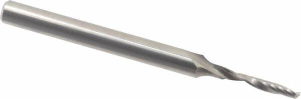 Accupro - 3mm Cutting Diam x 18mm Length of Cut, 1 Flute, Upcut Spiral Router Bit - Uncoated, Right Hand Cut, Solid Carbide, 75mm OAL x 6mm Shank Diam, Single Edge, 21° Helix Angle - Caliber Tooling