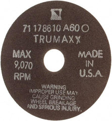 Tru-Maxx - 4" 60 Grit Aluminum Oxide Cutoff Wheel - 1/32" Thick, 3/4" Arbor, 9,070 Max RPM, Use with Stationary Tools - Caliber Tooling