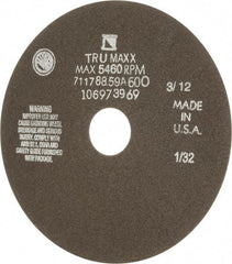 Tru-Maxx - 7" 60 Grit Aluminum Oxide Cutoff Wheel - 1/32" Thick, 1-1/4" Arbor, 5,184 Max RPM, Use with Stationary Tools - Caliber Tooling