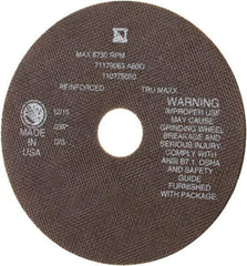 Tru-Maxx - 7" 60 Grit Aluminum Oxide Cutoff Wheel - 0.035" Thick, 1-1/4" Arbor, 8,731 Max RPM, Use with Stationary Tools - Caliber Tooling