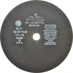 Tru-Maxx - 9" 36 Grit Aluminum Oxide Cutoff Wheel - 1/8" Thick, 7/8" Arbor, 6,791 Max RPM, Use with Angle Grinders - Caliber Tooling