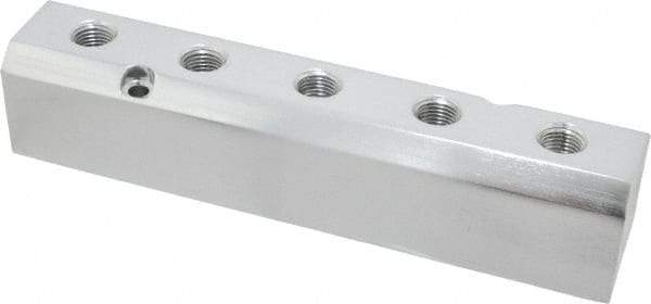 Coilhose Pneumatics - 1/2" Inlet, 1/4" Outlet Manifold - 7-1/2" Long x 1.58" Wide x 1.58" High, 0.235" Mount Hole, 2 Inlet Ports, 5 Outlet Ports - Caliber Tooling