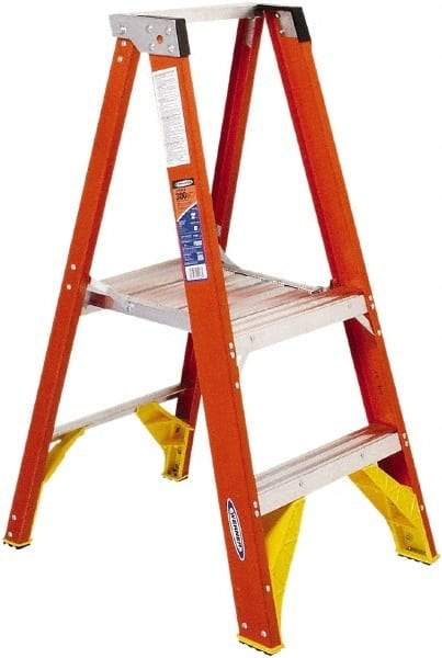 Werner - 48" 2 Step Ladder - 300 Lb Capacity, 24" Platform Height, 23-1/2" Base Width x 29-3/4" Depth - Caliber Tooling